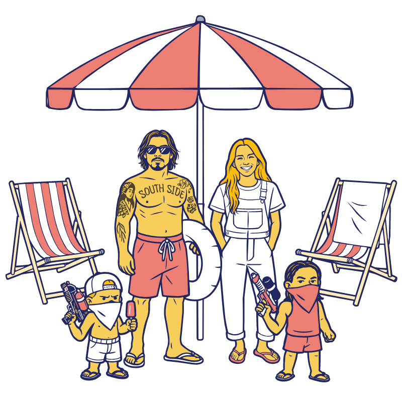 ヘリで座間味島に来たファミリー